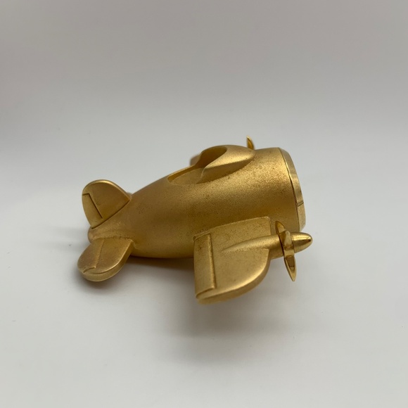 RARE Vintage Japan Movement Linden Airplane Gold Tone Small Desk Clock - Picture 3 of 11